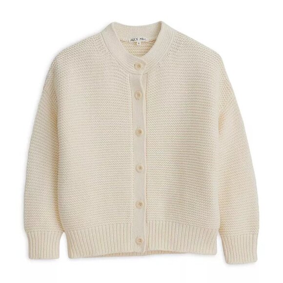 Alex Mill Nico Ivory Crewneck Cotton Cardigan NWT Size Medium Women’s - Picture 2 of 6